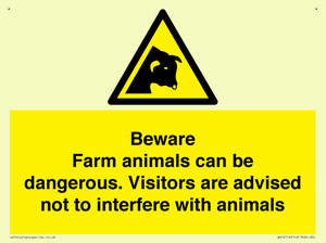 Beware Farm animals can be dangerous. Visitors are advised not to interfere with animals